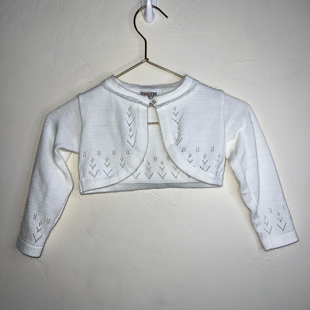 White Knit Baby Cardigan‎ with Button